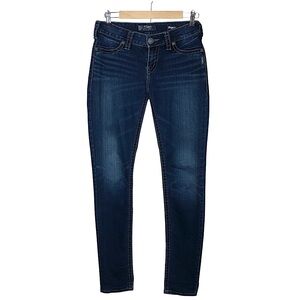 Silver Suki Super Stretch Blue Wash Mid Rise Súper Skinny Jeans W27 L31